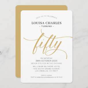 FIFTY elegant birthday chic script modern gold Invitation