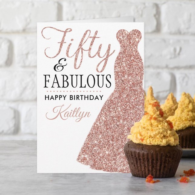 Fifty & Fabulous 50th Birthday Card (Creator Uploaded)