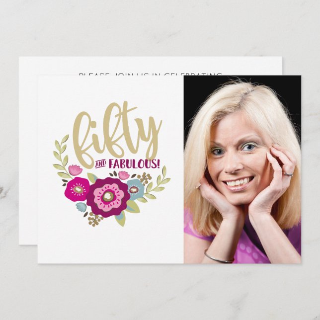 Fifty Fabulous 50th Birthday Invitation (Front/Back)