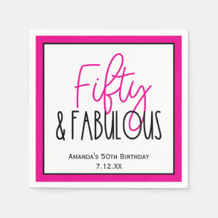 Fifty & Fabulous 50th Birthday w Custom Text Napkin