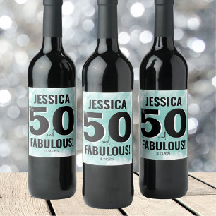 Fifty Fabulous 50th Birthday Wine Label