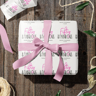 Fifty & Fabulous 50th Birthday with Custom Text Wrapping Paper
