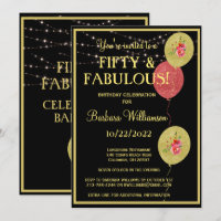 Fifty & Fabulous Birthday Black Gold 
