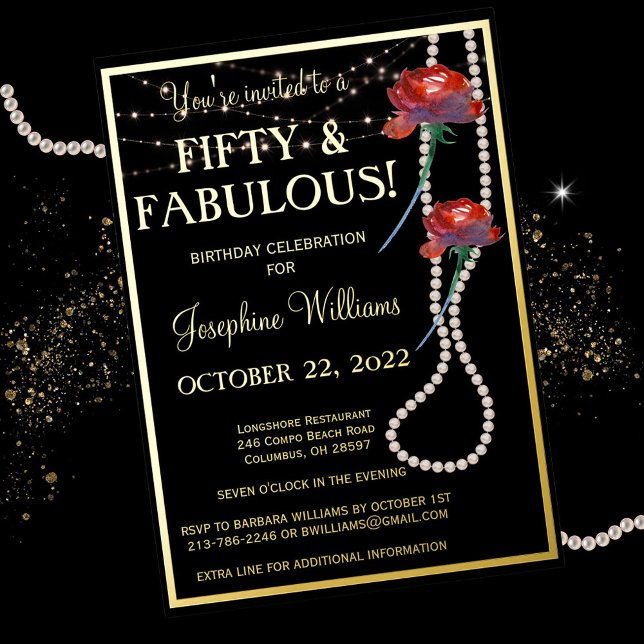 Fifty & Fabulous Birthday Black REAL Gold  (Creator Uploaded)