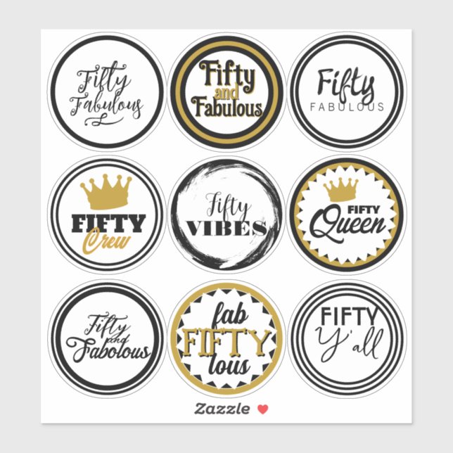 Fifty Fabulous Birthday Celebration Black Gold (Sheet)