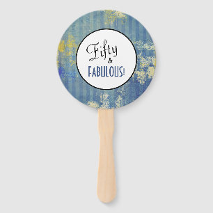 Fifty & FABULOUS Birthday Denim Blues Personalised Hand Fan