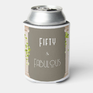 Fifty Fabulous Birthday Elegant Greek Theme Brown Can Cooler