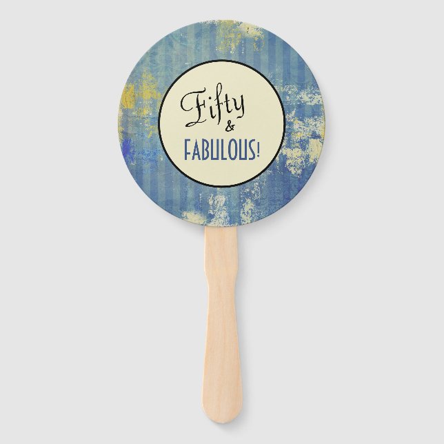 Fifty & FABULOUS! Birthday Urban Ecru Personalised Hand Fan (Front)
