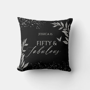Fifty & Fabulous Black Glam 50th bithday Cushion