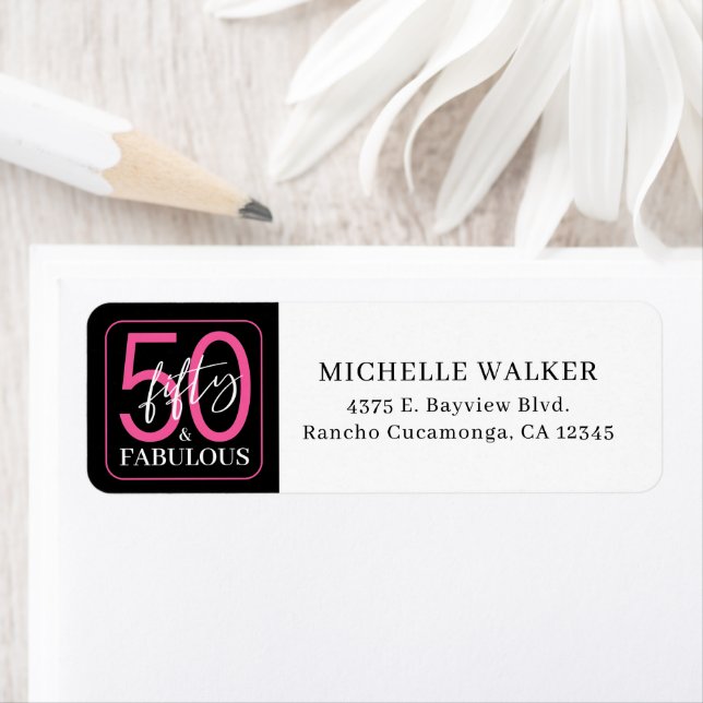 Fifty & Fabulous Black Script 50th Birthday (Insitu)