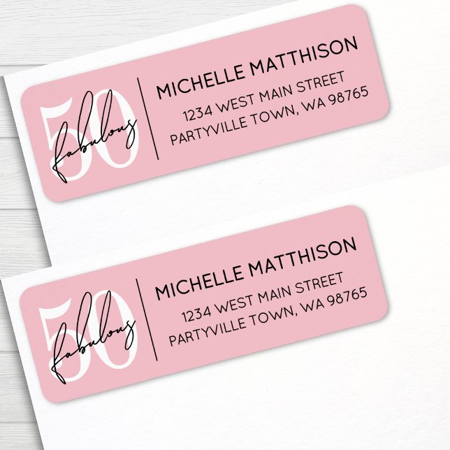 Fifty Fabulous Blush Pink 50th Birthday Address (Fifty Fabulous Blush Pink 50th Birthday Address label)