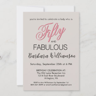 Fifty & Fabulous Blush Pink 50th Birthday Party Invitation