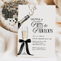 Fifty & Fabulous Chic Champagne Bow 50th Birthday