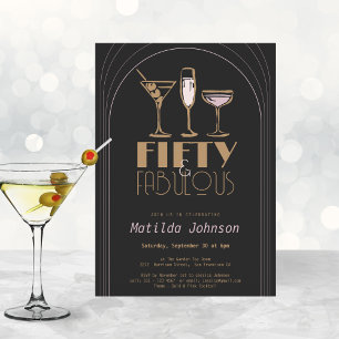 Fifty & Fabulous Cocktail 50th Birthday Party Invitation