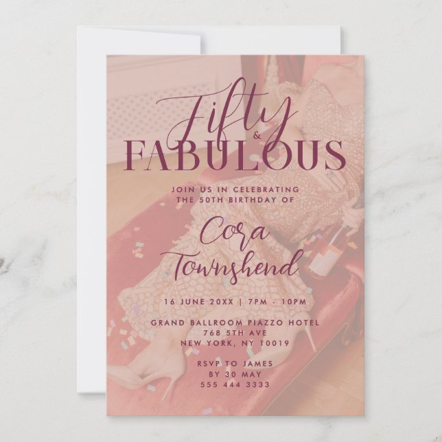 Fifty & Fabulous Dress Photo 50th Birthday Invitation (Front)