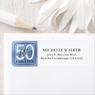 Fifty & Fabulous Dusty Blue Script 50th Birthday