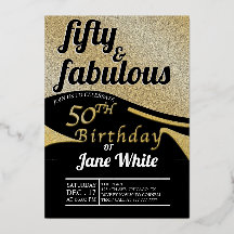 Fifty & Fabulous | Elegant Gold 50th Birthday Foi