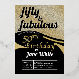 Fifty & Fabulous | Elegant Gold 50th Birthday Foi
