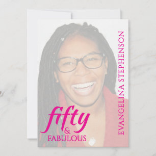 Fifty Fabulous Fiftieth 50th Birthday Pink Photo Invitation