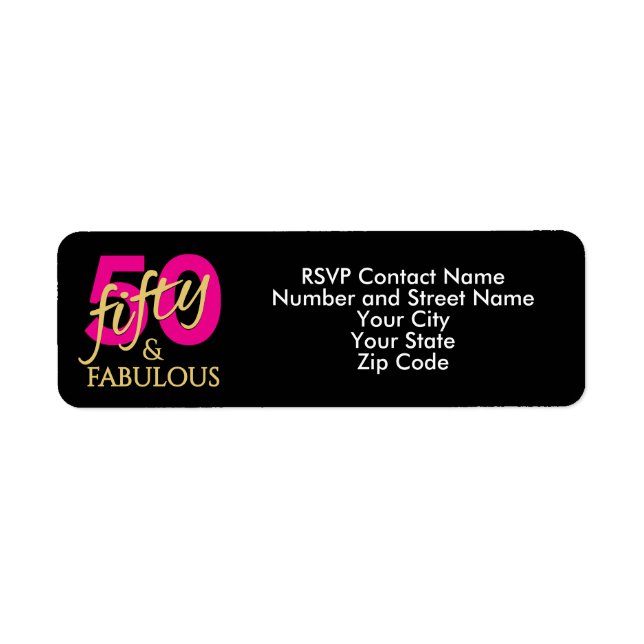 Fifty Fabulous Fiftieth Birthday Return Address (Front)