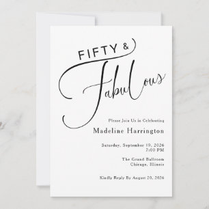 Fifty & Fabulous Fun Script 50th Birthday Invitation