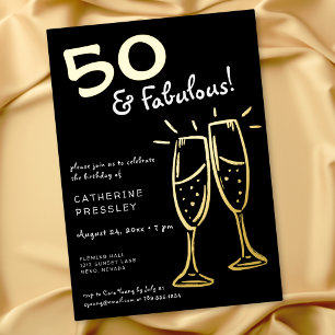 Fifty & Fabulous Gold Champagne Birthday