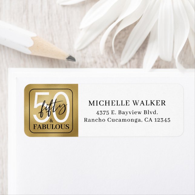 Fifty & Fabulous Gold Script 50th Birthday (Insitu)