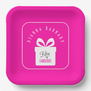 Fifty & FABULOUS! Hot Pink 50th Birthday Party Paper Plate