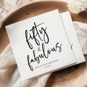 Fifty & Fabulous Minimal 50th Birthday Party Napkin
