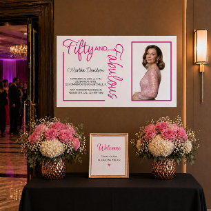 Fifty & Fabulous Photo Birthday Celebration Design Poster