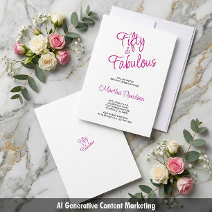 Fifty & Fabulous Pink Birthday Celebration Invitation