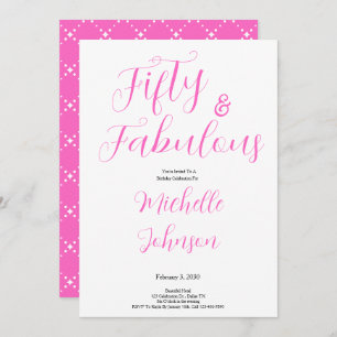 Fifty & Fabulous Pink Black 50th Birthday Party Invitation