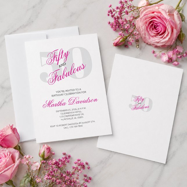 Fifty & Fabulous Pink Glam Celebration Invitation (Fifty & Fabulous Pink Glam Celebration Invitation)