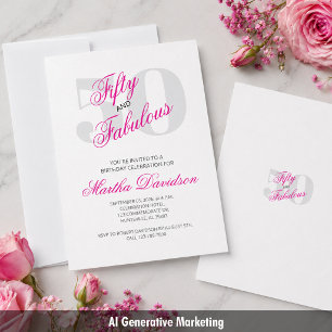 Fifty & Fabulous Pink Glam Celebration Invitation