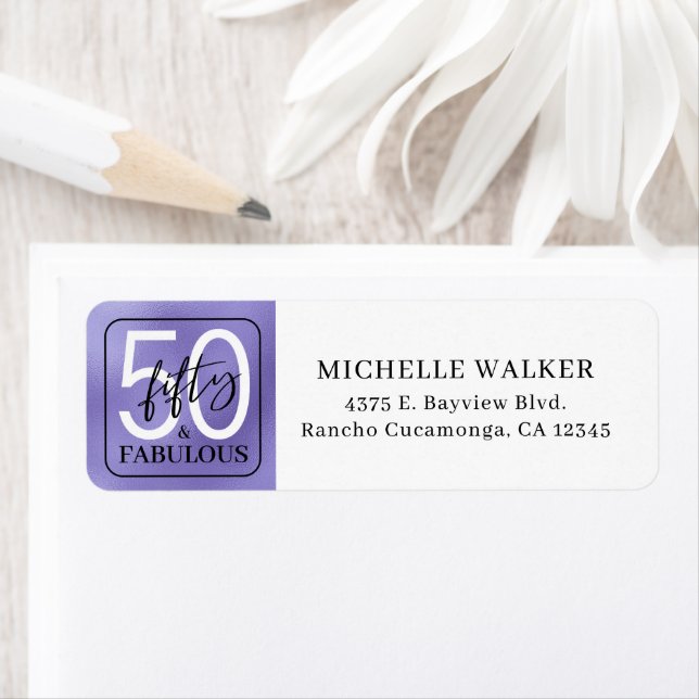 Fifty & Fabulous Purple Script 50th Birthday (Insitu)