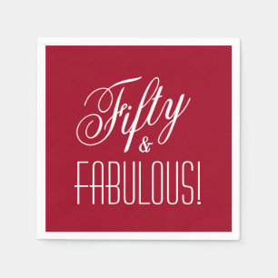 Fifty & FABULOUS! Red & White 50th Birthday Paper Napkin