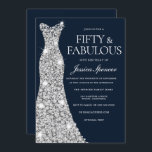 Fifty & Fabulous Silver Diamond Gown 50th Birthday Invitation<br><div class="desc">Fifty & Fabulous!! Silver Diamond Gown Womans 50th Birthday Party Invitation

Variations to the invitation and matching items in our store</div>