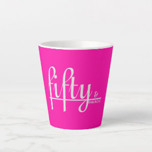 fifty & FABULOUS Silver Typography 50th Birthday Latte Mug