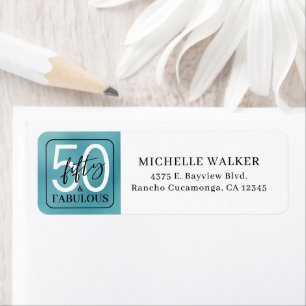 Fifty & Fabulous Teal Script 50th Birthday