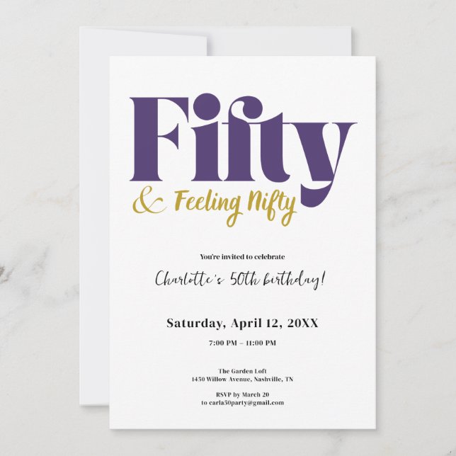 Fifty & Feeling Nifty 50th Birthday Invitation (Front)