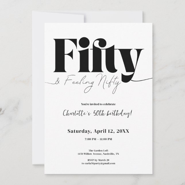 Fifty & Feeling Nifty 50th Birthday Invitation (Front)