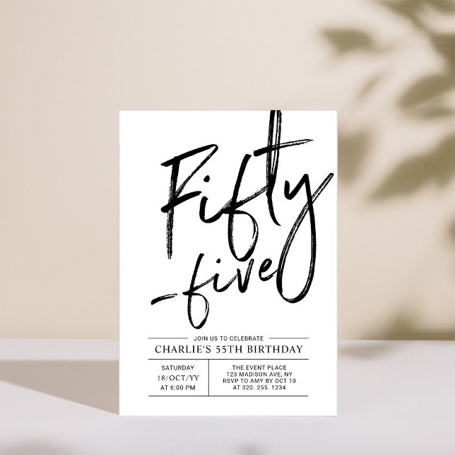 Fifty Five | Modern 55th Birthday Party Invitation (Creator Uploaded)