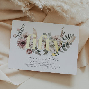 Fifty Florals - 50th Birthday - Gold
