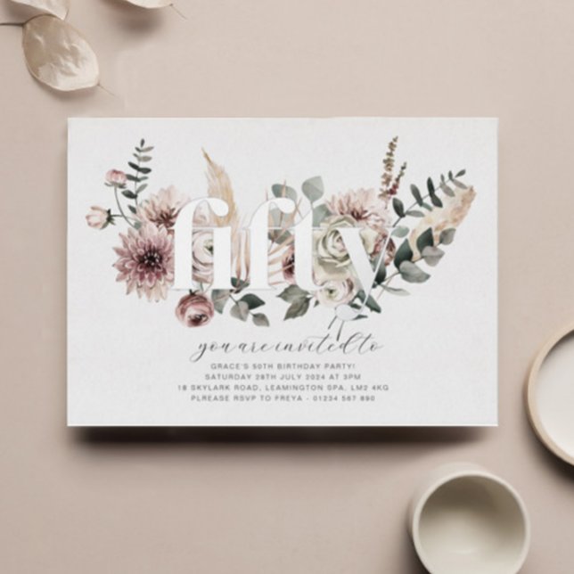 Fifty Florals - 50th Birthday - Silver (Creator Uploaded)