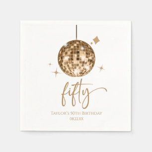 Fifty Gold Disco Ball 50th Birthday Party Napkin