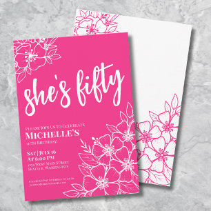Fifty Hot Pink 50th Birthday Party Invitation