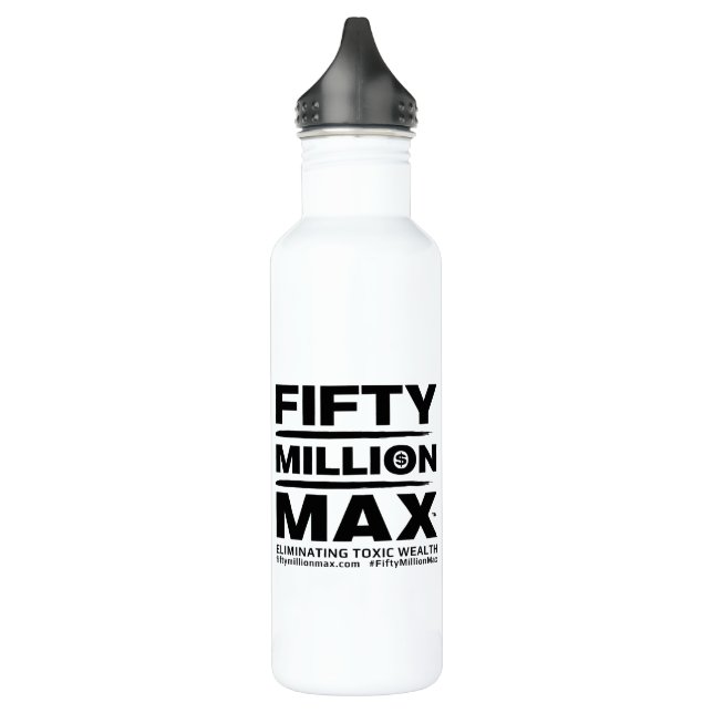 Fifty Million Max™ Black Logo Steel Water Bottle (Left)