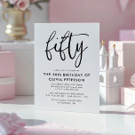 Fifty | Modern 50th Black & White Birthday Party Magnetic Invitation<br><div class="desc">This modern, black and white, 50th birthday party invitation features classy modern typography. The word "fifty" appears in script style calligraphy. Perfect for setting the stylish tone for a wonderful, fiftieth birthday party celebration. The colour scheme of the invite is easy to customise - both the background and the typography...</div>