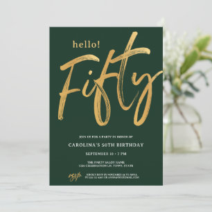 Fifty Modern Gold 50th Birthday Party Invitation