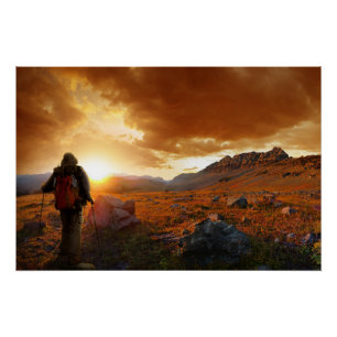 Fifty Mountain Sunset - Glacier National Park Poster